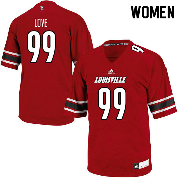Women #99 Allen Love Louisville Cardinals College Football Jerseys Sale-Red - Click Image to Close